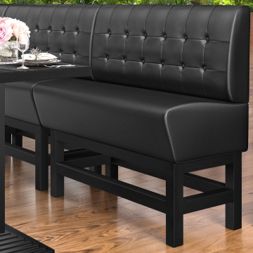MIAMI | Divanetto per ristorante | L:H 100 x 158 cm | Nero | Pulsante Chesterfield | Pelle