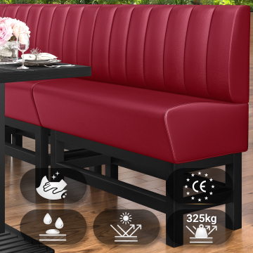 MIAMI | Horeca Hoge Bank | B:H 120 x 158 cm | Zwart | Chesterfield knop | Leer