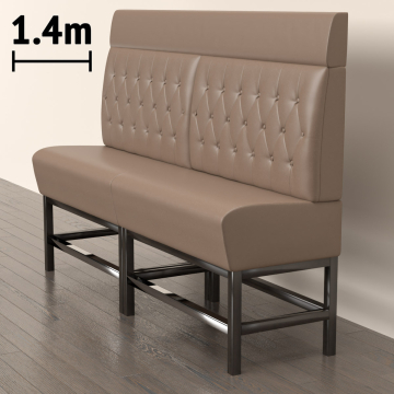 MIAMI | Horeca Hoge Bank | B:H 140 x 158 cm | Zwart | Chesterfield knop | Leer