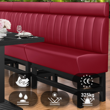 MIAMI | Høy benk for catering | B:H 120 x 158 cm | Rød | Stripete | Skinn