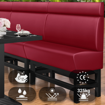 MIAMI | Høy benk for restauranter | B:H 140 x 158 cm | Rød | Glatt | Skinn