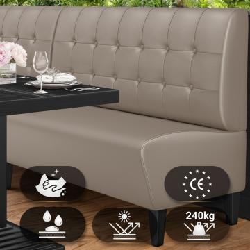 MIAMI | Restaurang bås soffa | B:H 100 x 103 cm | Taupe | Chesterfield-knapp | Läder