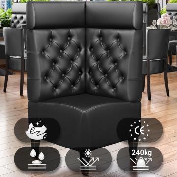 MIAMI | Hörnsoffa till restaurang | B:H 64 x 128 cm | Svart | Chesterfield | Läder