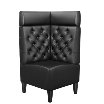 MIAMI | Hörnsoffa till restaurang | B:H 64 x 128 cm | Svart | Chesterfield | Läder