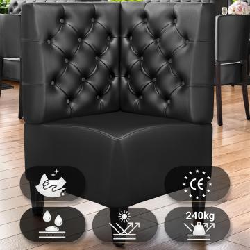 MIAMI | Gastro Eckbank | B:H 64 x 103 cm | Schwarz | Chesterfield | Leder