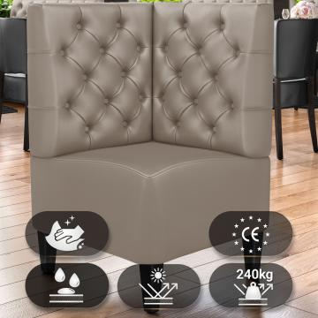 MIAMI | Hörnsoffa till restaurang | B:H 64 x 103 cm | Taupe | Chesterfield | Läder
