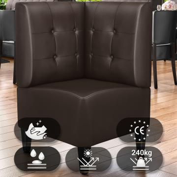 MIAMI | Gastro Eckbank | B:H 64 x 103 cm | Braun | Chesterfield Button | Leder