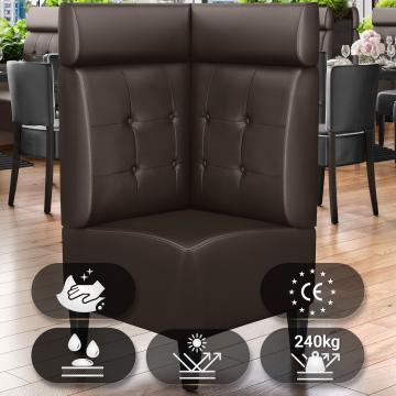 MIAMI | Hörnsoffa till restaurang | B:H 64 x 128 cm | Brun | Chesterfield-knapp | Läder