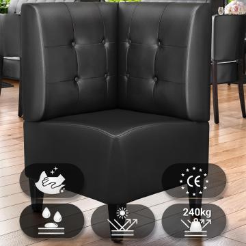 MIAMI | Gastro Eckbank | B:H 64 x 103 cm | Schwarz | Chesterfield Button | Leder