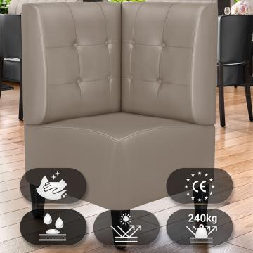MIAMI | Hörnsoffa till restaurang | B:H 64 x 103 cm | Taupe | Chesterfield-knapp | Läder