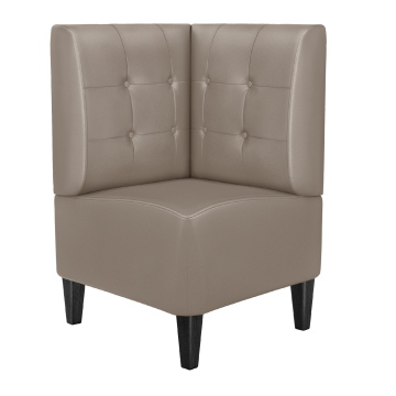 MIAMI | Hörnsoffa till restaurang | B:H 64 x 103 cm | Taupe | Chesterfield-knapp | Läder