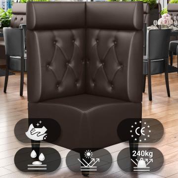 MIAMI | Hörnsoffa till restaurang | B:H 64 x 128 cm | Brun | Chesterfield romb | Läder
