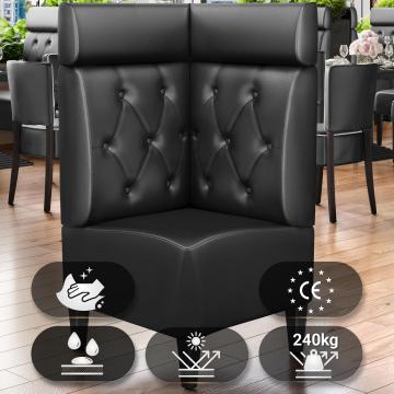 MIAMI | Hörnsoffa till restaurang | B:H 64 x 128 cm | Svart | Chesterfield romb | Läder