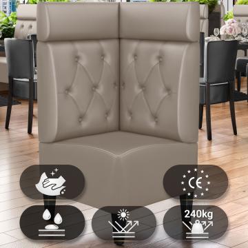 MIAMI | Gastro Eckbank | B:H 64 x 128 cm | Taupe | Chesterfield Raute | Leder