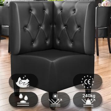 MIAMI | Gastro Eckbank | B:H 64 x 103 cm | Schwarz | Chesterfield Raute | Leder