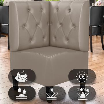 MIAMI | Hörnsoffa till restaurang | B:H 64 x 103 cm | Taupe | Chesterfield romb | Läder