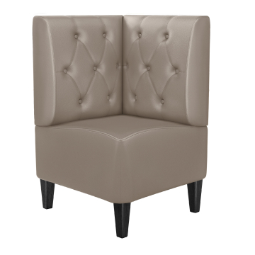 MIAMI | Hörnsoffa till restaurang | B:H 64 x 103 cm | Taupe | Chesterfield romb | Läder