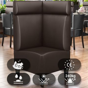 MIAMI | Gastro Eckbank | B:H 64 x 128 cm | Braun | Glatt | Leder