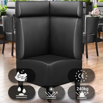 MIAMI | Gastro Eckbank | B:H 64 x 128 cm | Schwarz | Glatt | Leder