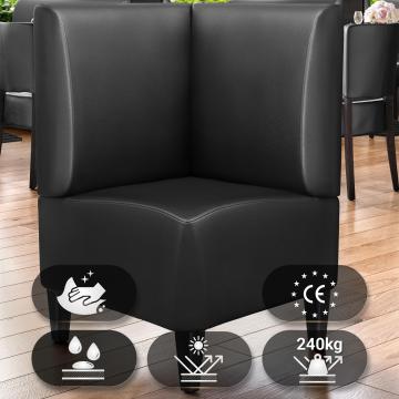 MIAMI | Gastro Eckbank | B:H 64 x 103 cm | Schwarz | Glatt | Leder