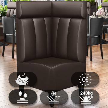 MIAMI | Gastro Eckbank | B:H 64 x 128 cm | Braun | Gestreift | Leder