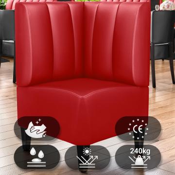 MIAMI | Gastro Eckbank | B:H 64 x 103 cm | Rot | Gestreift | Leder