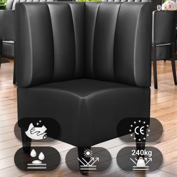 MIAMI | Gastro Eckbank | B:H 64 x 103 cm | Schwarz | Gestreift | Leder