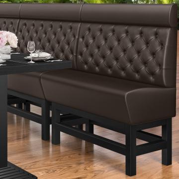 MIAMI | Banco corrido alto para hostelería | Ancho:Alto 120 x 158 cm | Negro | Botón Chesterfield | Cuero
