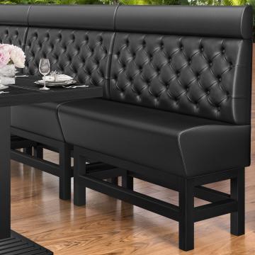 MIAMI | Banco corrido alto para hostelería | Ancho:Alto 120 x 158 cm | Negro | Botón Chesterfield | Cuero