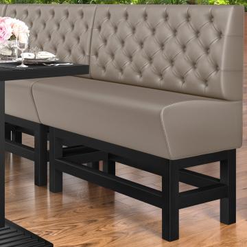 MIAMI | Banco corrido alto para hostelería | Ancho:Alto 120 x 158 cm | Negro | Botón Chesterfield | Cuero