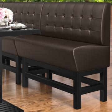 MIAMI | Hög restaurangsoffa | B:H 120 x 133 cm | Brun | Chesterfield-knapp | Läder