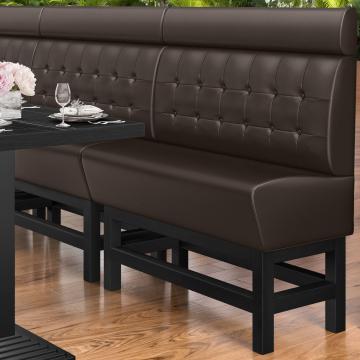 MIAMI | Banco corrido alto para hostelería | Ancho:Alto 120 x 158 cm | Negro | Botón Chesterfield | Cuero
