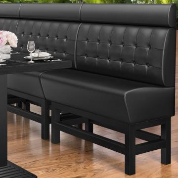 MIAMI | Banco corrido alto para hostelería | Ancho:Alto 120 x 158 cm | Negro | Botón Chesterfield | Cuero