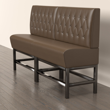 MIAMI | Panchina del ristorante | L:H 180 x 158 cm | Nero | Pulsante Chesterfield | Pelle