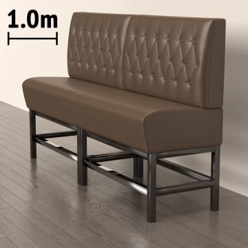 MIAMI | Panchina del ristorante | L:H 180 x 158 cm | Nero | Pulsante Chesterfield | Pelle