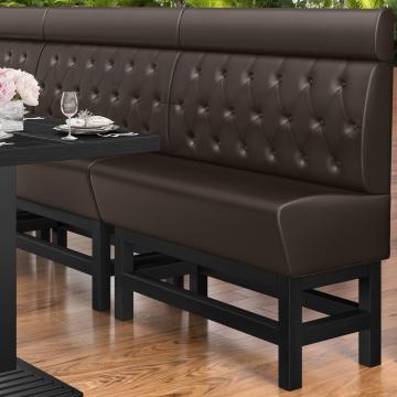 MIAMI | Banco corrido alto para hostelería | Ancho:Alto 120 x 158 cm | Negro | Botón Chesterfield | Cuero