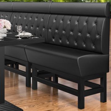 MIAMI | Banco corrido alto para hostelería | Ancho:Alto 120 x 158 cm | Negro | Botón Chesterfield | Cuero