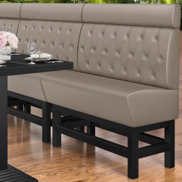 MIAMI | Banco corrido alto para hostelería | Ancho:Alto 120 x 158 cm | Negro | Botón Chesterfield | Cuero