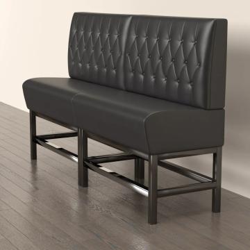 MIAMI | Panchina del ristorante | L:H 180 x 158 cm | Nero | Pulsante Chesterfield | Pelle