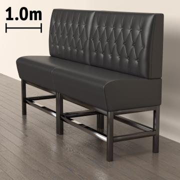 MIAMI | Panchina del ristorante | L:H 180 x 158 cm | Nero | Pulsante Chesterfield | Pelle