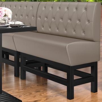 MIAMI | Banco corrido alto para hostelería | Ancho:Alto 120 x 158 cm | Negro | Botón Chesterfield | Cuero