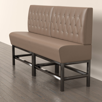 MIAMI | Panchina del ristorante | L:H 180 x 158 cm | Nero | Pulsante Chesterfield | Pelle