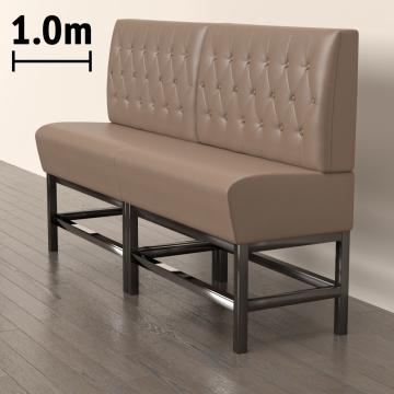 MIAMI | Panchina del ristorante | L:H 180 x 158 cm | Nero | Pulsante Chesterfield | Pelle