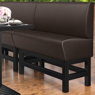 MIAMI | Banco corrido alto para hostelería | Ancho:Alto 140 x 158 cm | Negro | Botón Chesterfield | Cuero