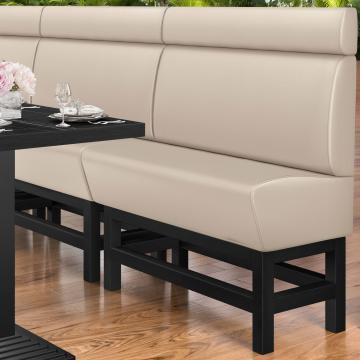 MIAMI | Banco corrido alto para hostelería | Ancho:Alto 120 x 158 cm | Negro | Botón Chesterfield | Cuero