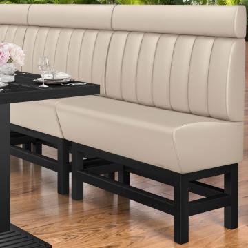 MIAMI | Banco corrido alto para hostelería | Ancho:Alto 120 x 158 cm | Negro | Botón Chesterfield | Cuero