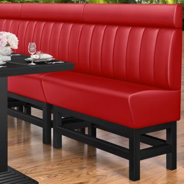 MIAMI | Banco corrido alto para hostelería | Ancho:Alto 120 x 158 cm | Negro | Botón Chesterfield | Cuero