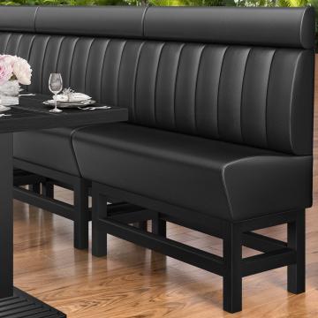 MIAMI | Banco corrido alto para hostelería | Ancho:Alto 120 x 158 cm | Negro | Botón Chesterfield | Cuero