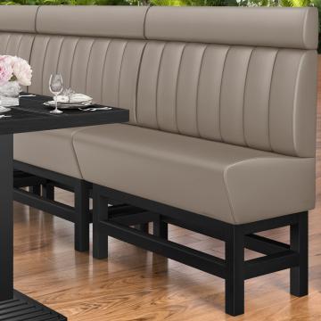 MIAMI | Banco corrido alto para hostelería | Ancho:Alto 120 x 158 cm | Negro | Botón Chesterfield | Cuero