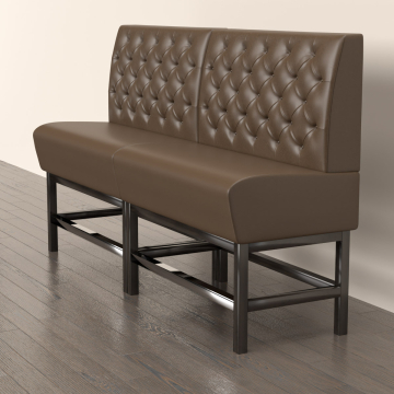 MIAMI | Gastrobänk | B:H 180 x 158 cm | Svart | Chesterfield-knapp | Läder